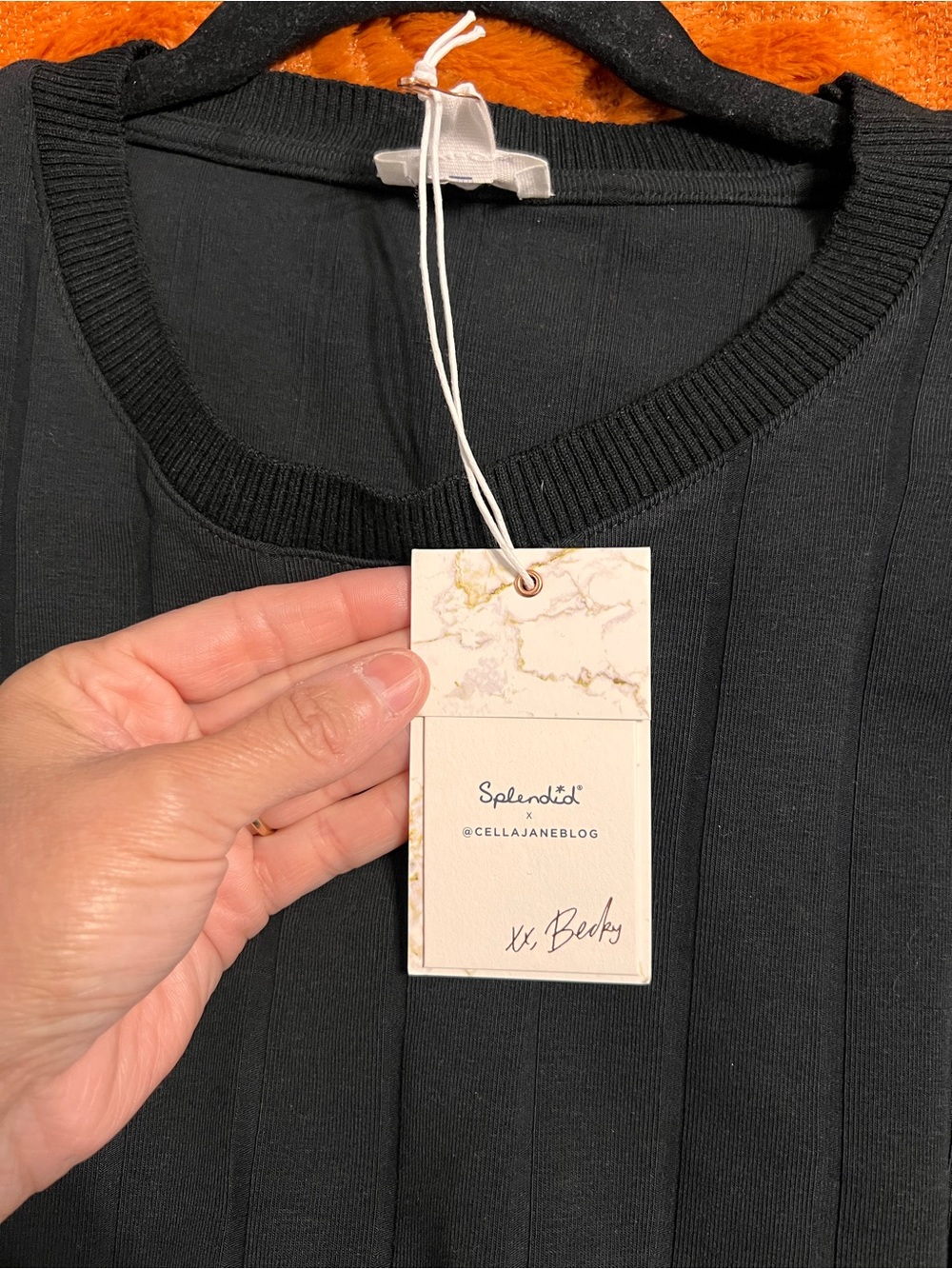 Splendid Black Ribbed Short Sleeve Top - Picture 5 of 6